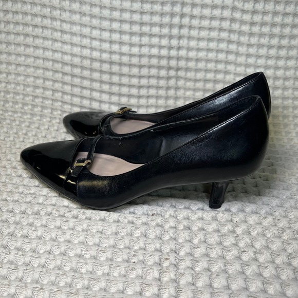 Franco Sarto Ballet Vintage Black Pointed Toe Kitten Heels Women US 6.5 - Picture 3 of 7